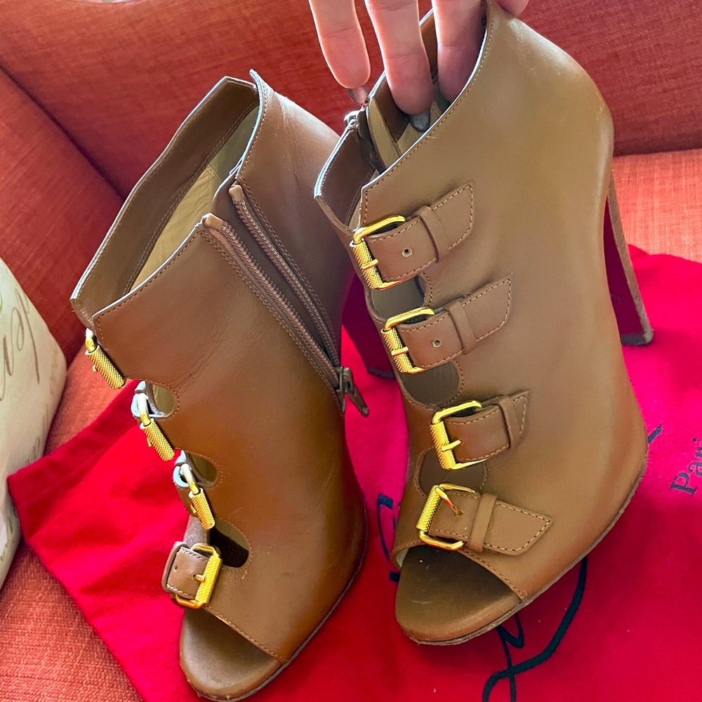 Christian Louboutin open toe booties 35.5